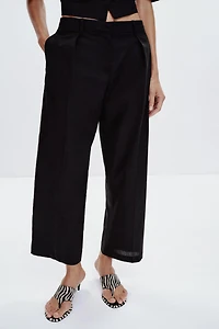 POPLIN PLEATED PANTS