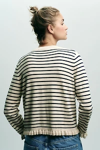 RUFFLED KNIT CARDIGAN