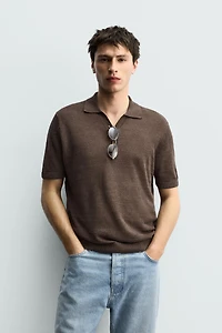 100% LINEN REGULAR FIT KNIT POLO SHIRT