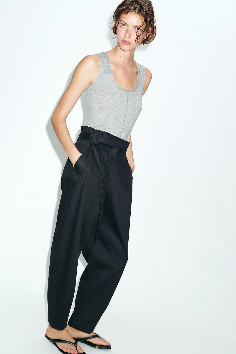 BELTED PAPERBAG PANTS