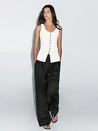 Linen blend top with buttons