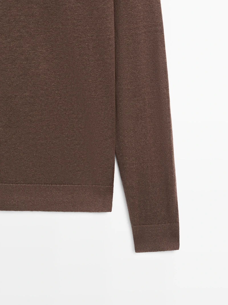 100% linen knit crew neck sweater