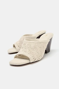 CROCHET WEDGE SANDALS