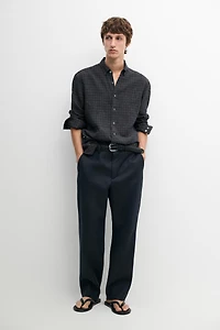 100% linen regular fit check shirt