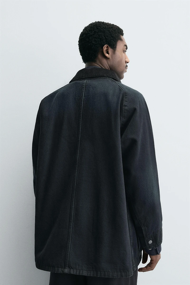 VESTE EN DENIM À COL COMBINÉ