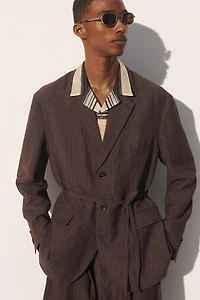 STRIPED VISCOSE - LINEN SUIT JACKET