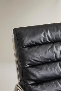 LEATHER AND STAINLESS STEEL ACCENT CHAIR