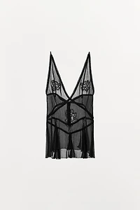 EMBROIDERED GAUZE TOP