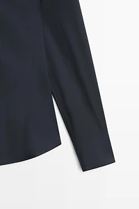 Cotton blend poplin shirt