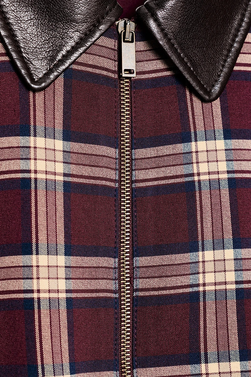 BLOUSON BOMBER À CARREAUX ET REVERS