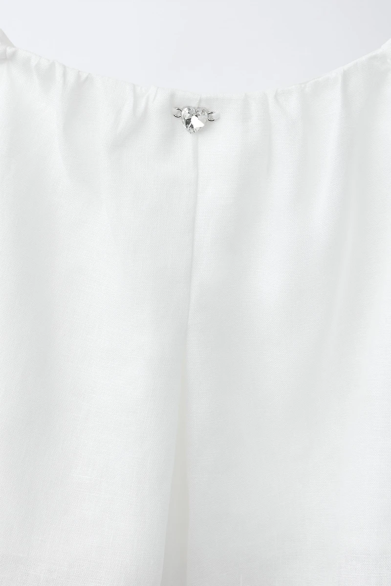 LINEN JEWEL HEART TOP