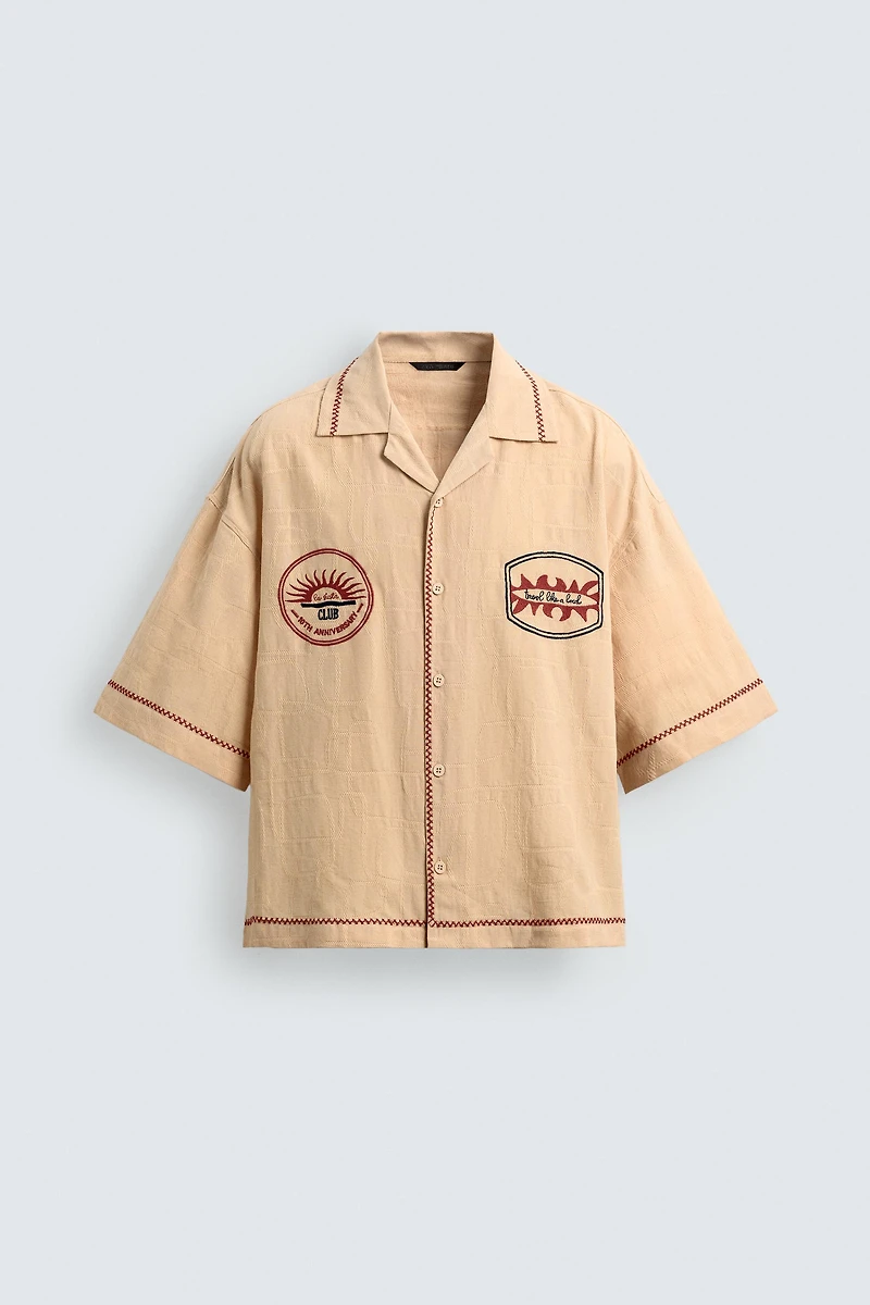 EMBROIDERED JACQUARD BOXY FIT SHIRT