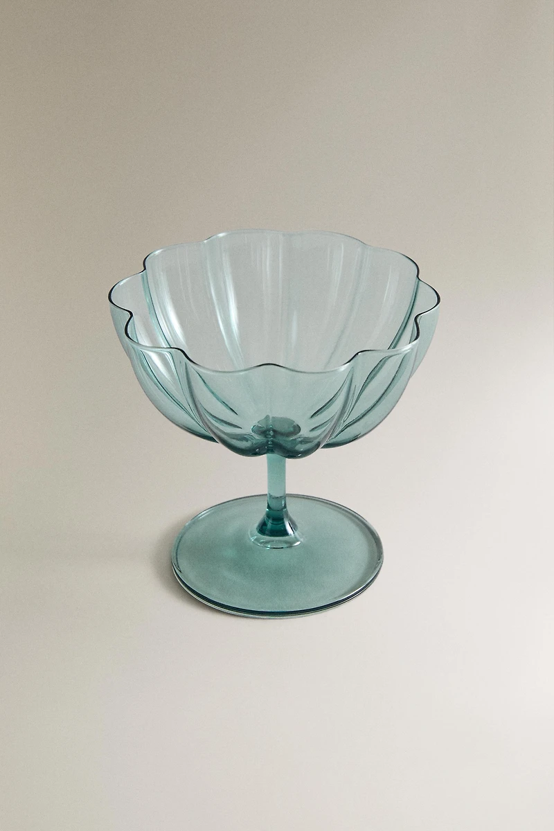 COUPE À GLACE EN VERRE ONDULÉ