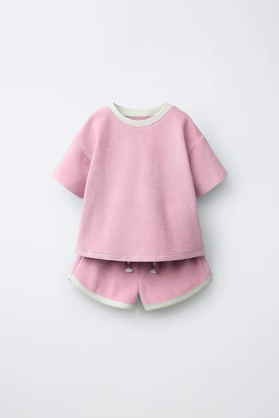 ENSEMBLE T-SHIRT ET BERMUDA EFFET ÉPONGE