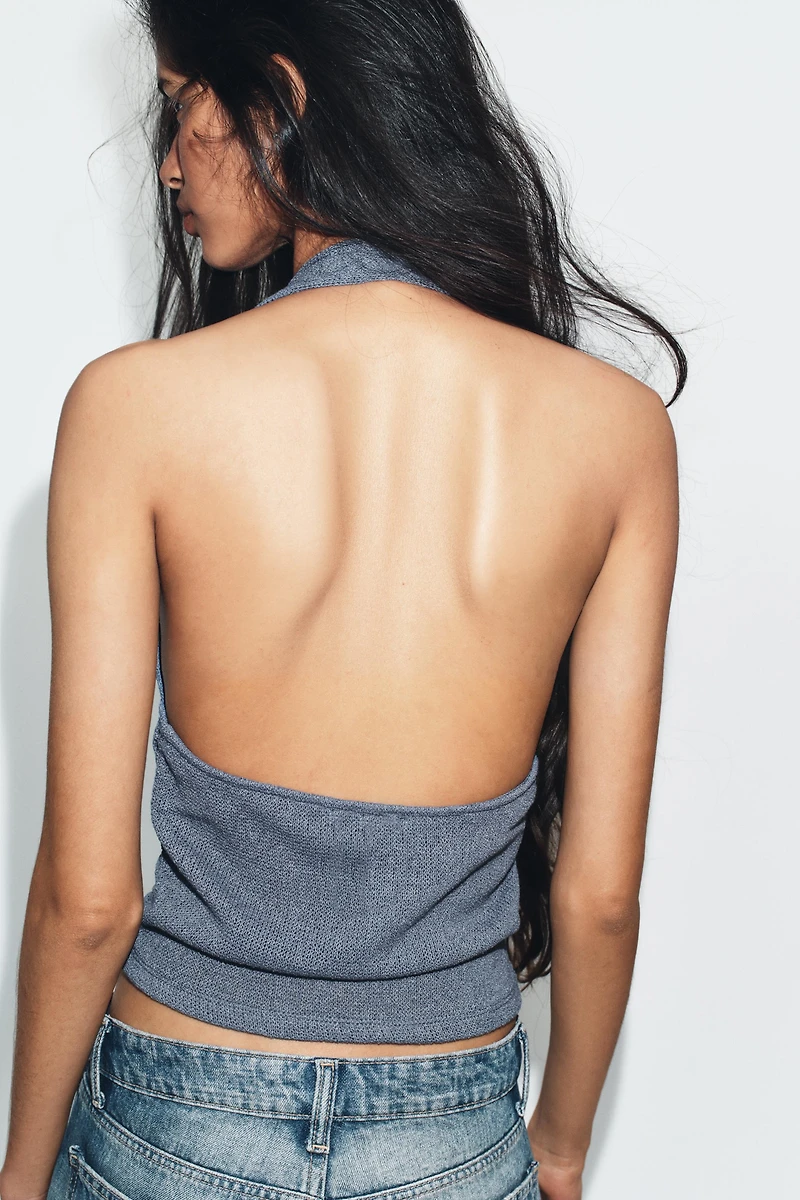 TOP HALTER RUSTIQUE À FANTAISIES