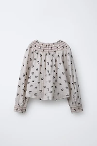 PLAID AND FLORAL BLOUSE