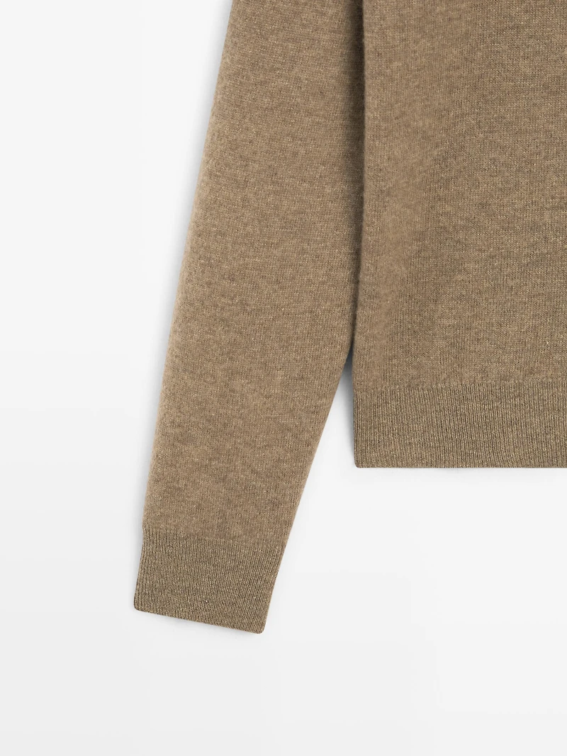 Knit polo sweater with pocket