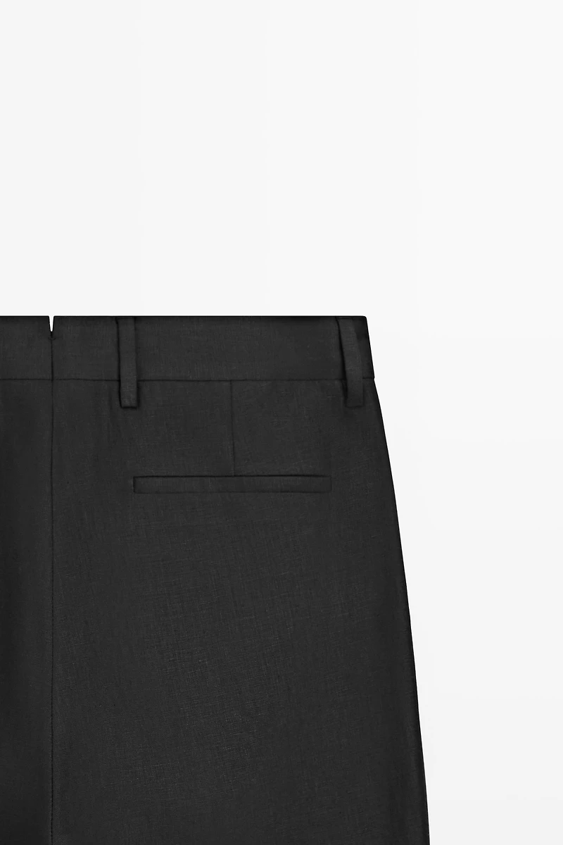 Tailored fit 100% linen suit trousers