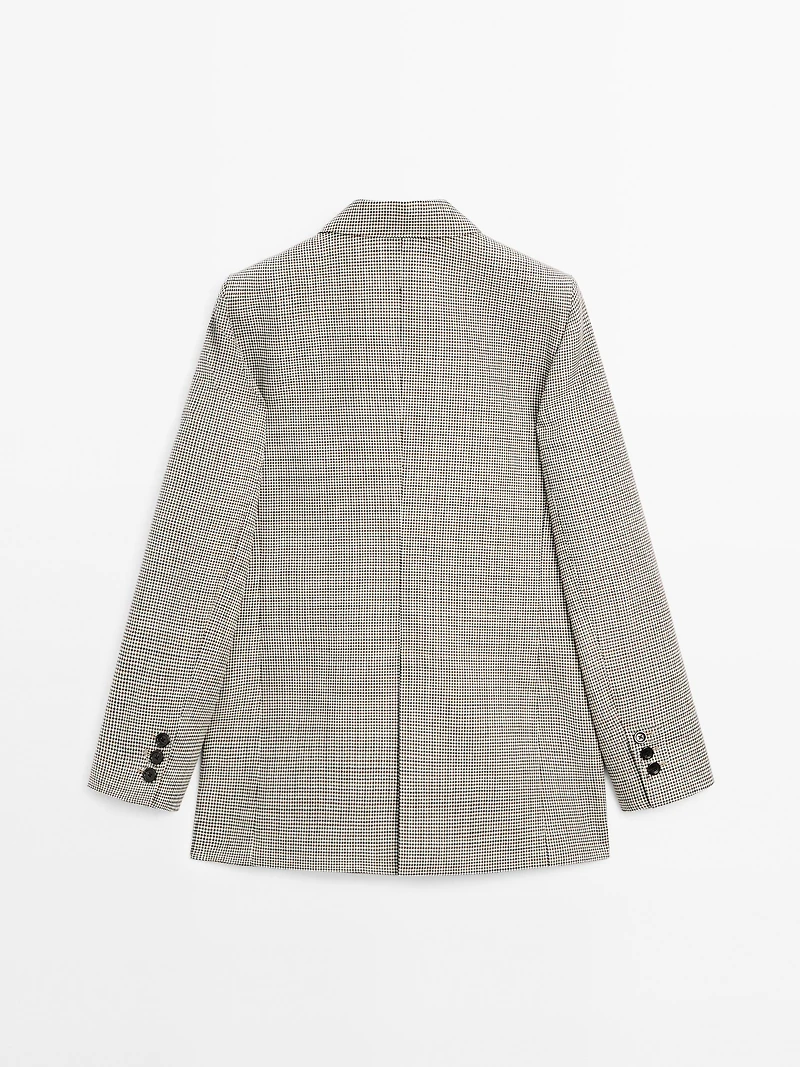 100% wool houndstooth blazer