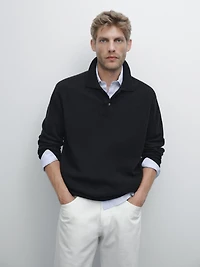 100% cashmere ribbed knit polo shirt
