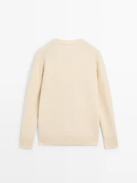 Alpaca wool V-neck knit cardigan