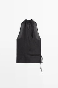 100% linen surplice halter top