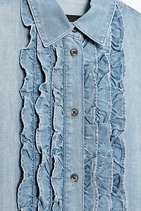 ZW COLLECTION RUFFLED DENIM SHIRT