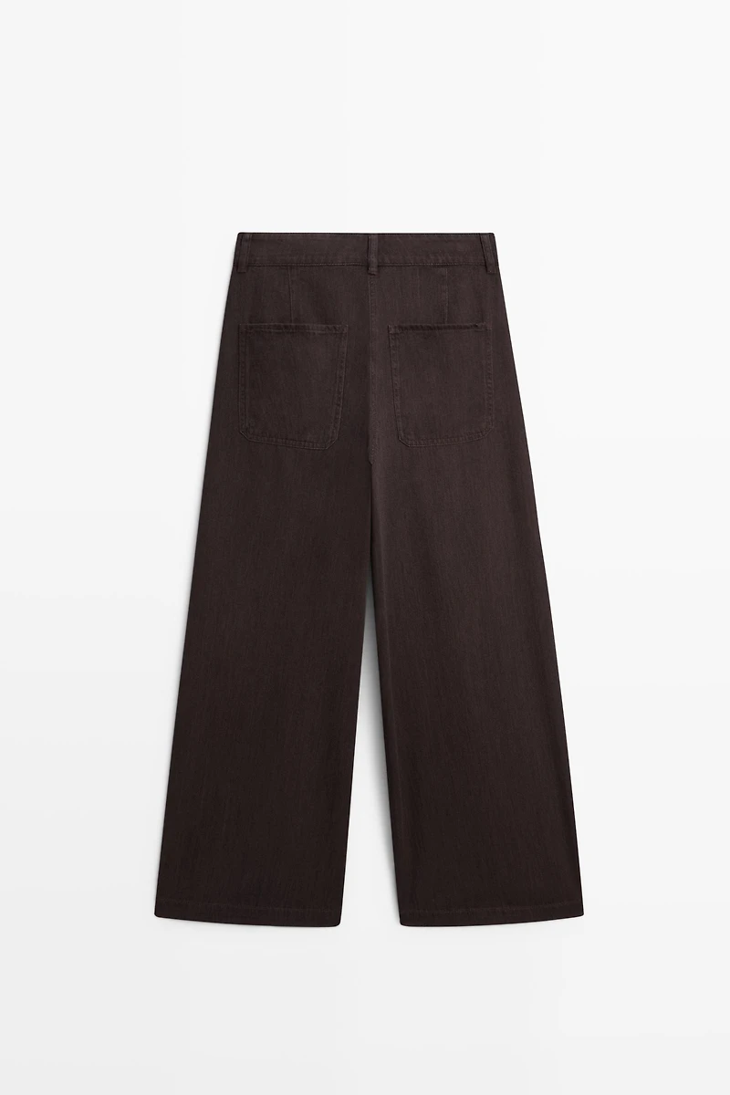 Pleated barrel fit jeans