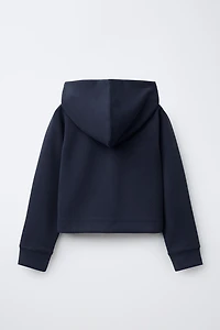 RAISED TEXT HOODED SWEATSHIRT