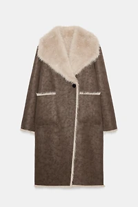 MANTEAU RÉVERSIBLE DOUBLE FACE EFFET FOURRURE