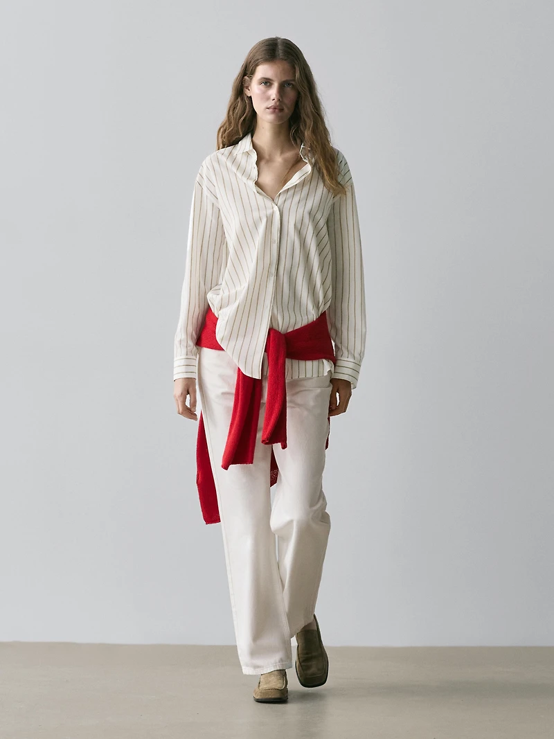 Flowing tricolor striped shirt