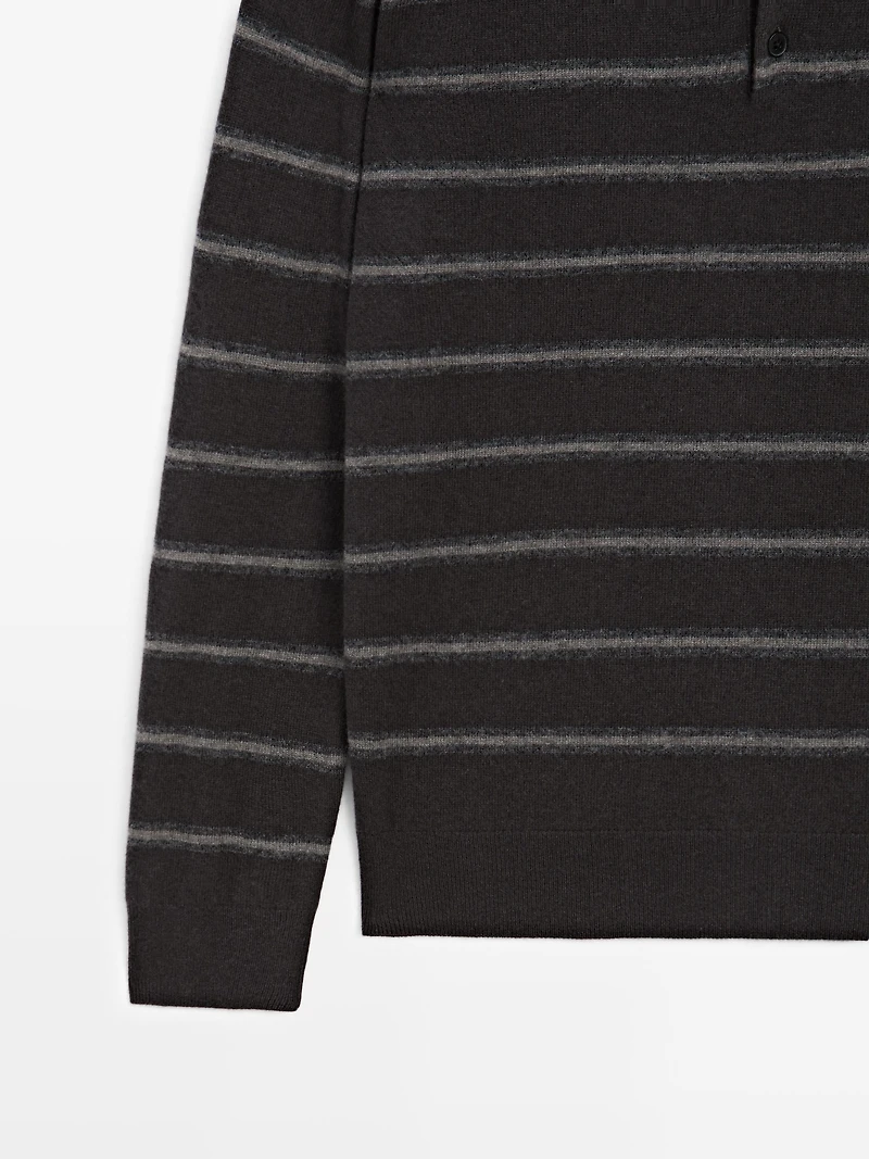 Pull polo en maille à rayures
