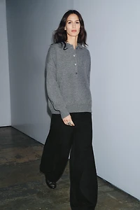 95% WOOL PLAIN KNIT POLO