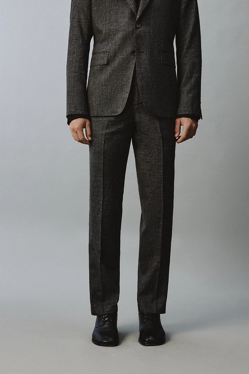 REGULAR FIT STRUCTURED SUIT PANTS