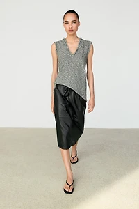 Flecked-effect V-neck top