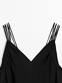 Ramie blend strappy midi dress