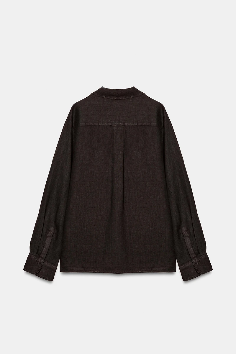 100% LINEN SHIRT WITH POCKET ZW COLLECTION