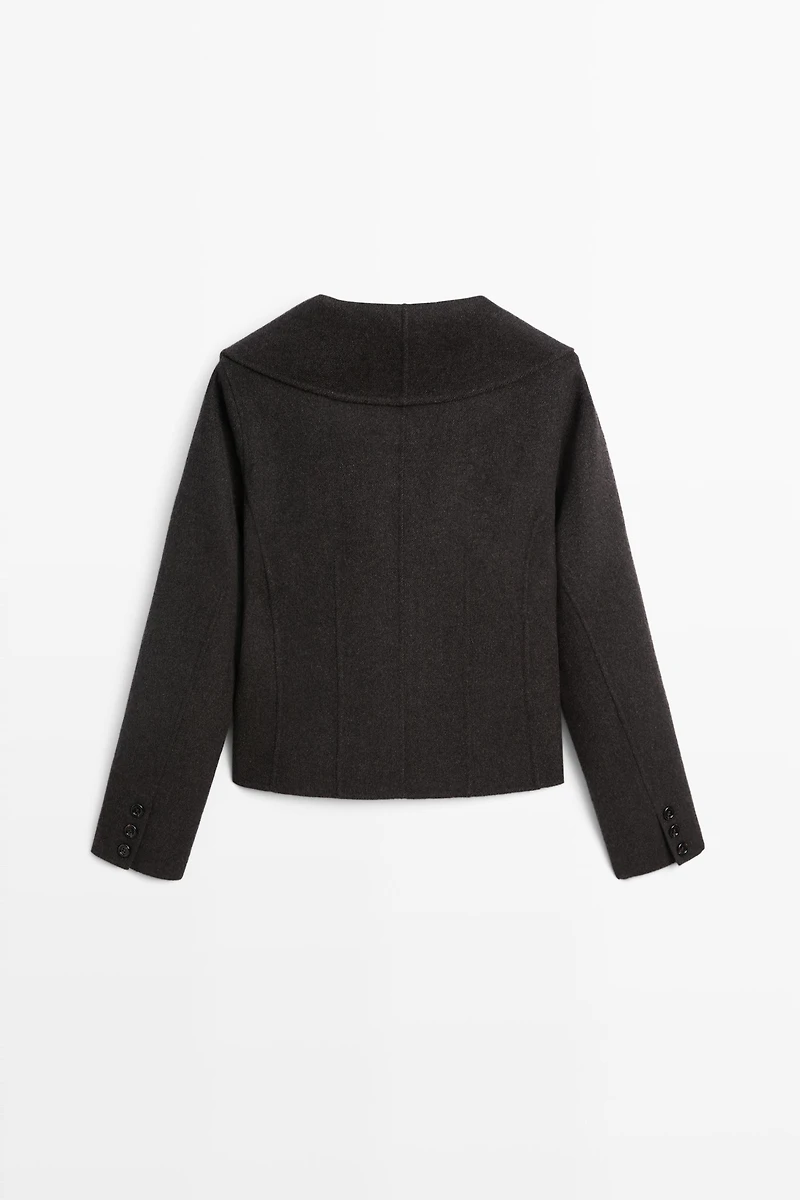 Short coat with high collar