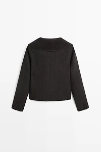 Short coat with high collar