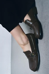 LEATHER BUTTON LOAFERS