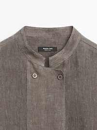 Flowing linen blend shirt with button details