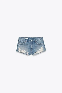 SHORT EN JEAN TRF DÉCHIRÉ TAILLE MI-HAUTE
