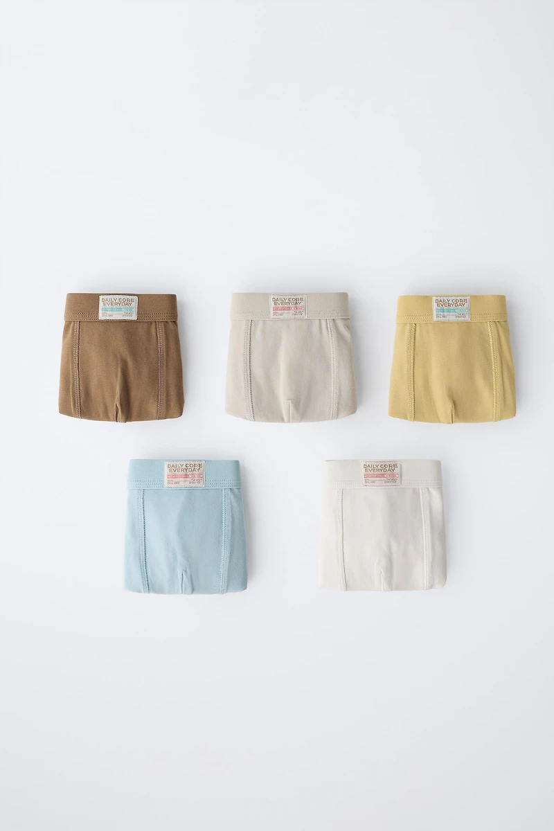 6-14 YEARS/ FIVE-PACK OF LABEL BOXERS