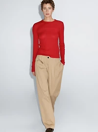 Long-sleeve cotton blend T-shirt