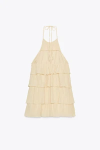 RUFFLED HALTER DRESS