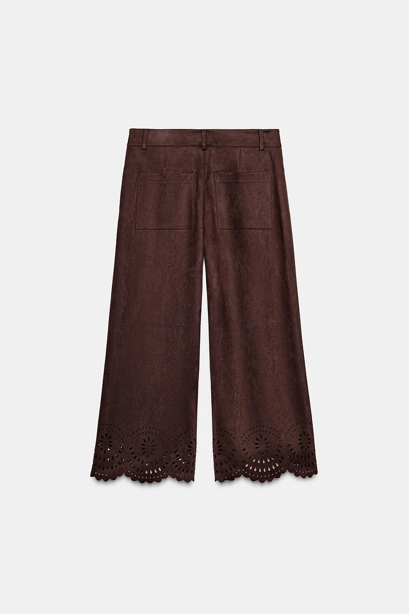 DIE-CUT HEM FAUX SUEDE CULOTTES