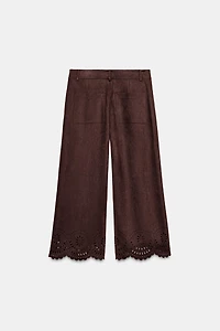 DIE-CUT HEM FAUX SUEDE CULOTTES