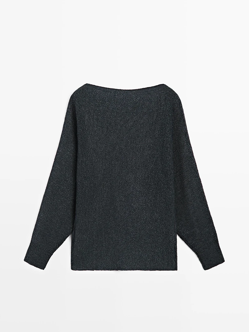 Flowing cotton blend knit sweater