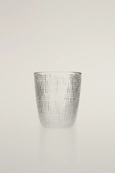 RAISED DESIGN GLASS TUMBLER