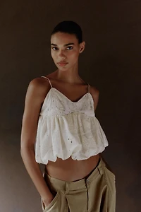EMBROIDERED EYELET BALLOON TOP